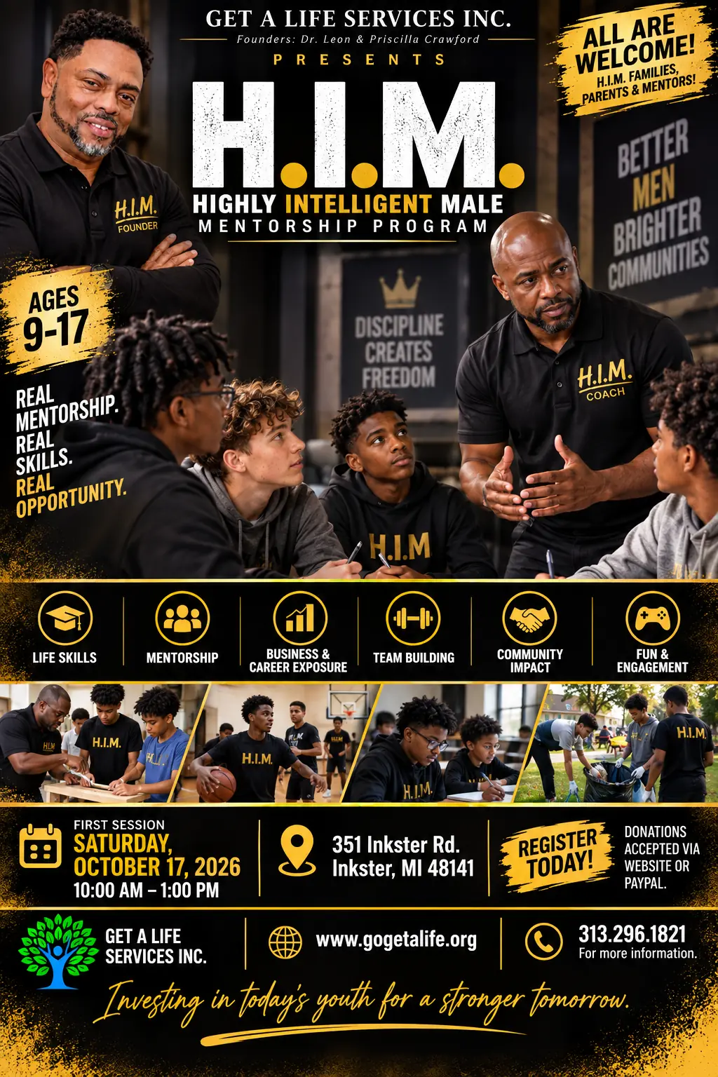 H.I.M. Highly Intelligent Males mentorship program flyer